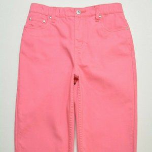 Denim & Co Size 4 Womens Coral‎ PINK Cropped STRETCH Capri ELASTIC Waist JEANS